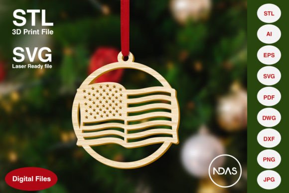 3D Printed USA Flag Ornament for Home Decor
