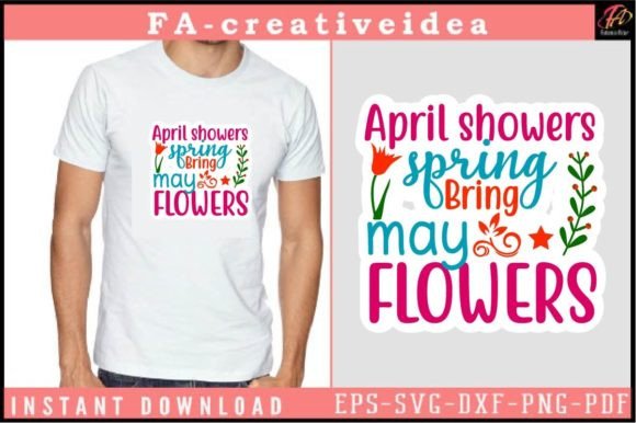 April Showers Spring Flowers SVG Design for Crafts and Graphics