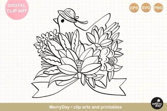 Bird Flower Line Art No 8: A Graphic Asset for Warm Branding
