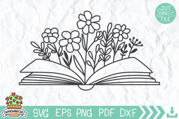 Book with Flowers SVG for Crafts and Graphics