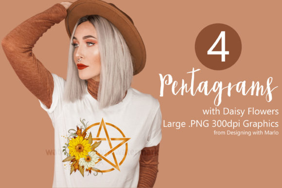 Daisy Flower Wicca Pentagram Graphics