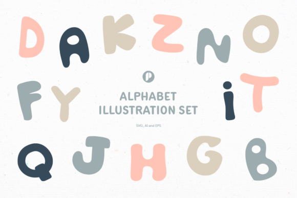 Fatty Abstract Alphabet Illustration Set Graphics