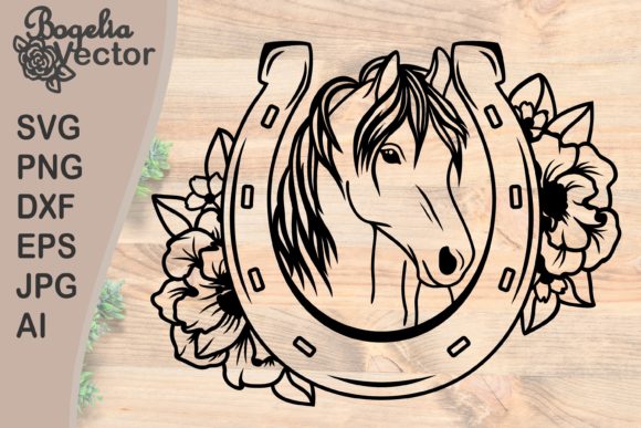 Floral Horseshoe Graphic for Crafts and Design Projects