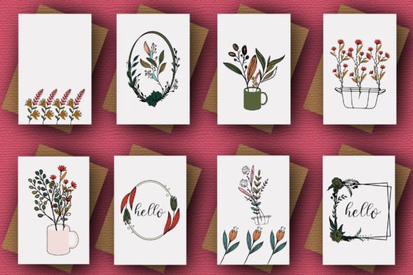 Flowers Card Illustrations for Crafts and Graphics