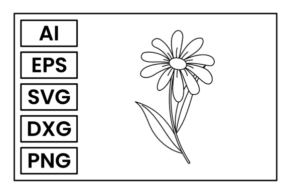 Flowers Coloring Page Graphic Vector Review