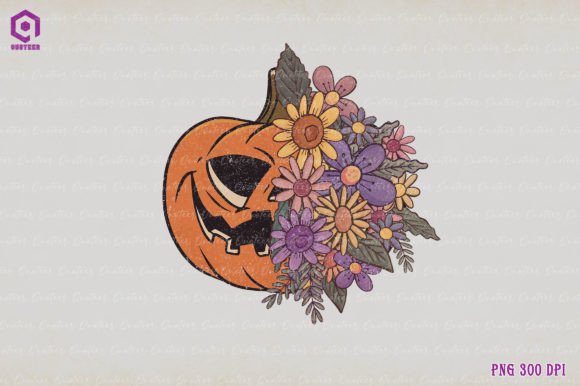 Halloween Pumpkin Flowers Sublimation Graphics for Crafts