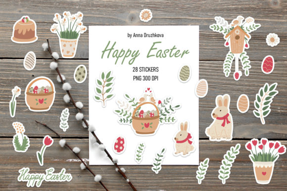 Happy Easter Stickers Graphics for Crafters