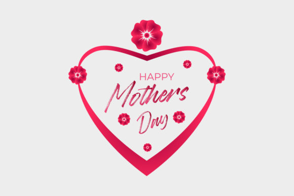 Happy Mothers Day Lettering with Heart