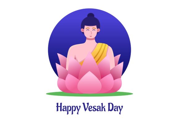 Happy Vesak Day Graphics for Editorial and Web Use