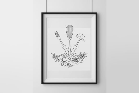 Kitchen Utensils with Flowers SVG for Crafts and Graphics