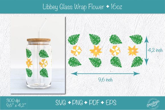 Libbey Glass Wrap with Groovy Flower Graphics