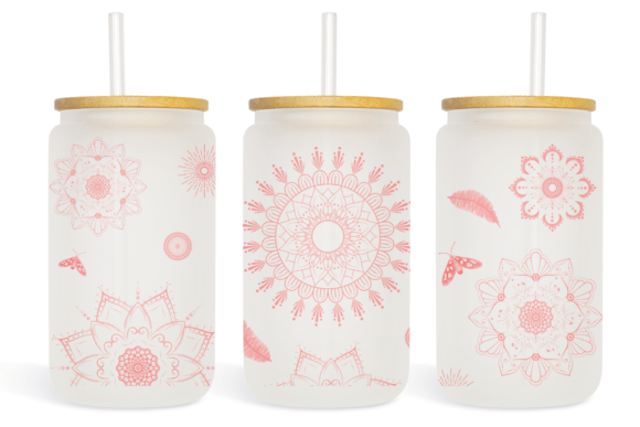 Mandala Flowers Libbey Glass Can Wrap - A Graphic Print Template for Local Brands