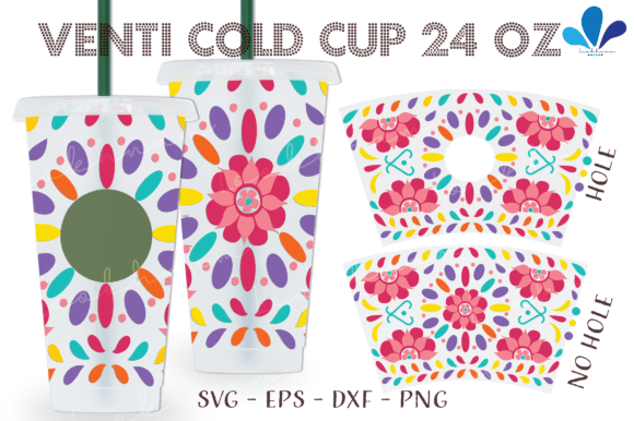 Mexican Flowers Pattern Venti Wrap SVG for Crafts and Graphics