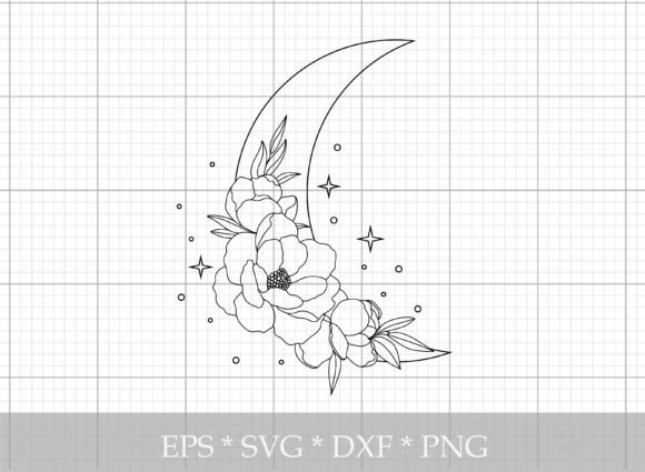 Mystical Moon and Flowers SVG for Crafts and Graphics