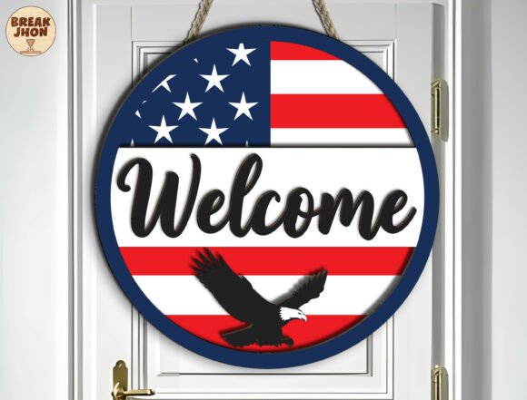 Patriotic Welcome Sign SVG for Laser Cutting