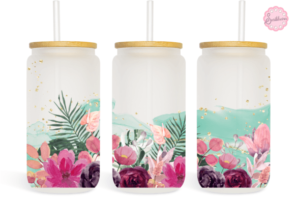 Tropical Leaves and Flowers Watercolor Graphics for Print Templates