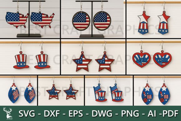 USA Map Earrings SVG for Keychains and Laser Cutting