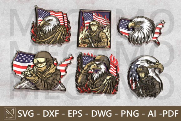 USA Military Eagle SVG Bundle 4th July