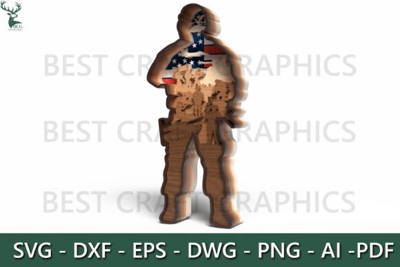 USA Soldier Layered Laser Cut File