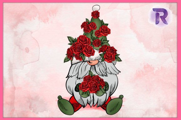 Valentines Roses Gnome Sublimation for Crafts and Graphics