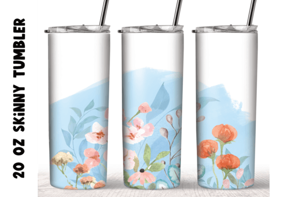 Watercolor Flowers 20 Oz Tumbler Wrap for Crafts and Graphics
