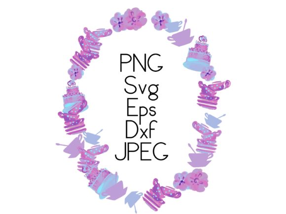 Watercolour Wreath of Cups Svg, Clipart